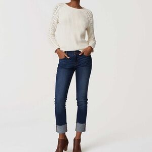 LOFT modern frayed cuffed jeans. Size 10